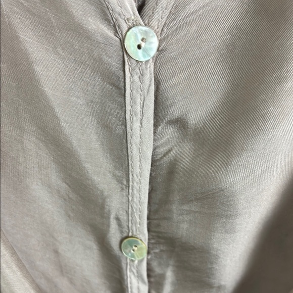 Scandal Italy One Size Sheer Long Sleeve Lightweight Elegant Women's Tan Blouse - Picture 6 of 14